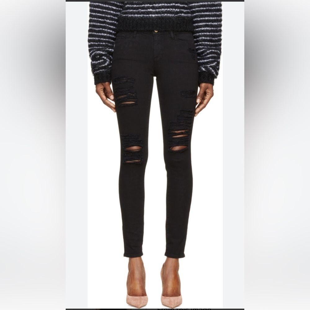 Frame Black distressed Le Skinny De Jeanne Denim skinny jeans